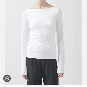 ATM Pima cotton ruched boatneck top. XL